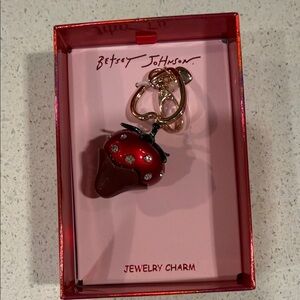 Betsey Johnson Red Strawberry Key Holder Bag Charm